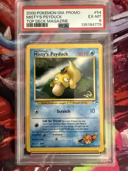 2000 POKEMON GAME PROMO TOP DECK MAGAZINE #54 MISTY'S PSYDUCK PSA 6 - Image 1