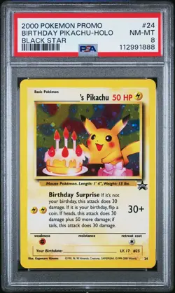 2000 POKEMON PROMO BLACK STAR #24 BIRTHDAY PIKACHU-HOLO PSA 8 - Image 1