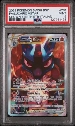 Pokemon PSA 9 Lucario Vstar #291 Full Art Crown Zenith ETB Promo 2023 Italiano - Image 1