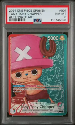 2024 ONE PIECE OP08-TWO LEGENDS ALTERNATE ART #001 TONY TONY CHOPPER PSA 8 - Image 1