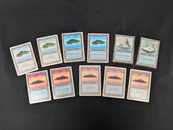 Magic The Gathering Island Land Cards Lot - Vintage 1995 MTG - 11 Card Lot MP/HP - Image 1