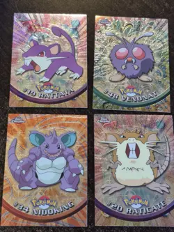 Pokemon Topps Chrome 4 Card Lot Nidoking Venonat Raticate Rattati Rare Vintage - Image 2