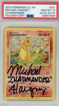 PSA GEM MT 10 Signed Michael Haigney Charmander 001/034 Trading Card Classic - Image 1
