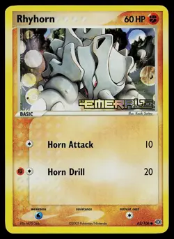 Pokemon Card - Rhyhorn Emerald 62/106 Reverse Holo Stamped - Image 1
