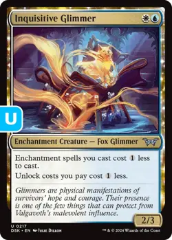 MTG Inquisitive Glimmer DSK U Enchantment Creature Fox Glimmer NM - Image 1