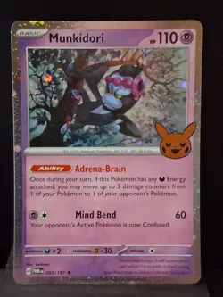 Pokemon TCG Munkidori 095/167 Trick Or Trade Booster 2024 Halloween Holo Rare NM - Image 1