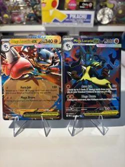 Pokemon 2025 Mega Evolution Mega Lucario EX 160/132 UR & RR 077/132 Near Mint - Image 1
