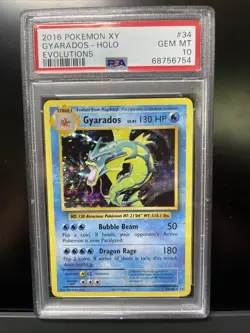 POKEMON PSA 10 GEM MINT 2016 XY EVOLUTIONS GYARADOS 34/108 HOLO RARE - Image 1