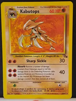 Kabutops 24/62 Pokemon Card Fossil WOTC Non Holo Rare LP/NM - Image 2