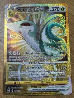 Pokemon TCG Serperior VSTAR 210/195 Silver Tempest Gold Secret Rare NM - Image 1