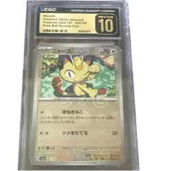 ✨✨ CGC 10 Pristine Meowth 052/165 Poke Ball Reverse Holo Pokemon 2023 sv2a 151 - Image 1