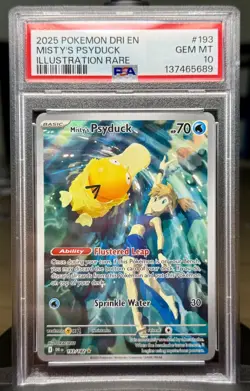 2025 POKEMON DRI EN-DESTINED RIVALS ILLUSTRATION RARE MISTY'S PSYDUCK PSA 10 - Image 1