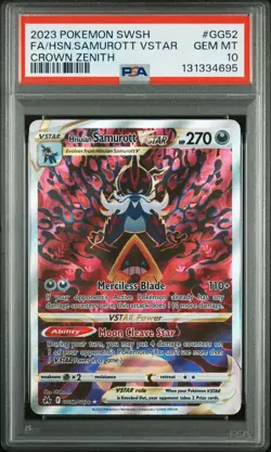 2023 Pokemon SWSH Crown Zenith Hisuian Samurott VSTAR PSA 10 #GG52/GG70 - Image 1
