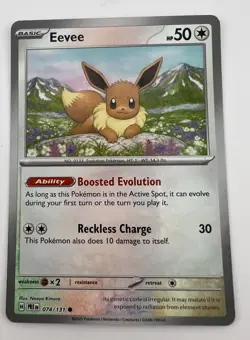 Eevee 74/131 SV: Prismatic Evolutions Master Ball Reverse Holo Pokemon NM - Image 1