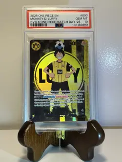 2025 ONE PIECE PROMOS BVB X ONE PIECE MATCH DAY 2025 #003 MONKEY D. LUFFY PSA 10 - Image 1