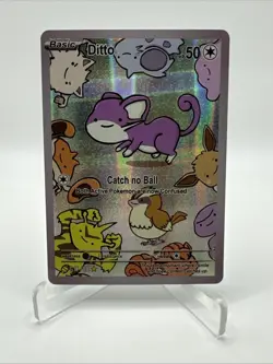 After Skool Hobby V2 #08 Ditto Ratatta Holo Fan Art Card Genetic Mystery Pokemon - Image 1