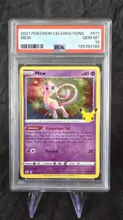 2021 Pokemon Celebrations Mew Holo Rare Card PSA 10 Mint 011/025 - Image 1