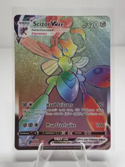 Pokemon TCG Scizor VMAX Darkness Ablaze Rainbow Secret Rare Card 193/189 - Image 1
