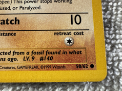1999 Pokemon Fossil Set 1st Edition Kabuto Card 50/62 MP - Image 4