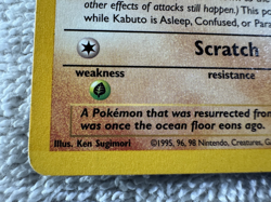 1999 Pokemon Fossil Set 1st Edition Kabuto Card 50/62 MP - Image 5