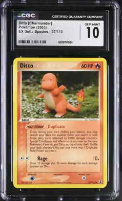 Pokemon TCG Ditto Charmander Card 37/113 EX Delta Species 2005 CGC Gem Mint 10 - Image 1