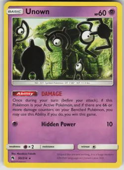 Pokemon TCG Unown (90) Rare SM - Lost Thunder 90/214 - Image 1