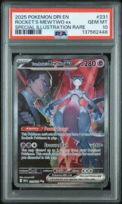 Pokemon 2025 Team Rocket's Mewtwo ex 231/182 SIR Destined Rivals GEM MINT PSA 10 - Image 1