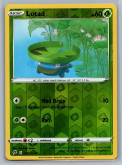 Lotad 7/192 Rebel Clash Common Reverse Holo Pokemon TCG 2020 - Image 1