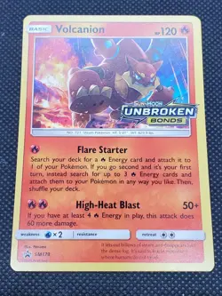 Volcanion SM179 Holo, Unbroken Bonds Prerelease Promo Stamped Pokemon Card NM - Image 2
