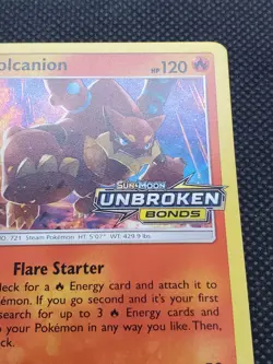 Volcanion SM179 Holo, Unbroken Bonds Prerelease Promo Stamped Pokemon Card NM - Image 3