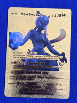 Mewtwo GX Pokemon Metal Gold Foil Fan Art Collector Card - Image 2