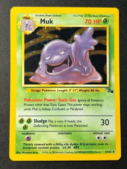 Muk 13/62 Fossil Unlimited Holo Rare - WOTC Pokemon Card LP + - Image 1
