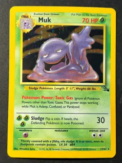 Muk 13/62 Fossil Unlimited Holo Rare - WOTC Pokemon Card Near Mint - - Image 1