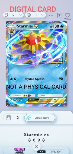 Starmie EX Pokemon Pocket Mobile Game Genetic Apex Set ◇◇◇◇ Rare Card For Trade - Image 1