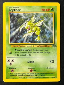 Scyther 26/64 Jungle Unlimited Rare - WOTC Pokemon Card C MP - Image 1