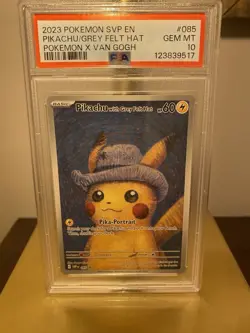 2023 Pokemon X Van Gogh SVP EN Pikachu with Grey Felt Hat Full Art #085 PSA 10 - Image 1