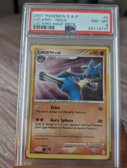 2007 Pokemon DP Lucario Half Deck Lucario Holo #3 PSA 8 - Image 1