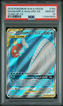 Magikarp & Wailord Gx Team Up-Fa Pokemon Sun & Moon Team Up 160 NM PSA 10 - Image 1
