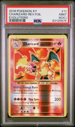 PSA 9(OC) 2016 Pokemon XY Charizard - Reverse Foil Evolutions #11 Mint Rare - Image 1