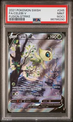 PSA 9(OC) 2021 Pokemon SWSH Full Art Celebi V Fusion Strike #245 Mint Rare Basic - Image 1