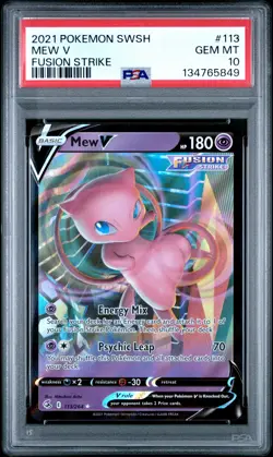PSA 10 2021 Pokemon Sword & Shield Fusion Strike #113 Mew V - Image 1