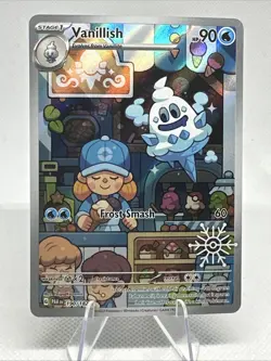 Pokemon Paradox Rift Vanillish 190/182 Holiday Stamp Illustration - Image 1