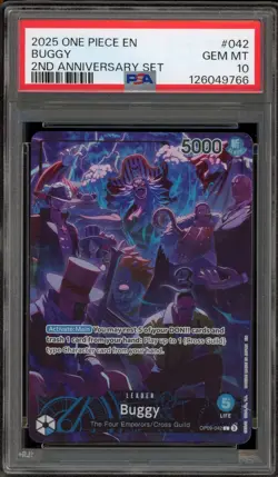 One Piece CCG Buggy 2nd Anniversary Set OP09-042 PSA 10 Gem Mint - Image 1