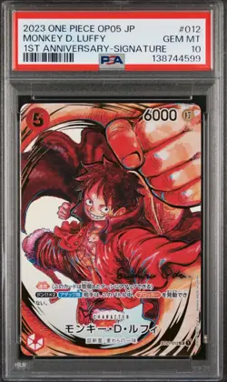One Piece 2023 OP05 1st Anniversary Signature Japanese Monkey D Luffy PSA 10 - Image 1
