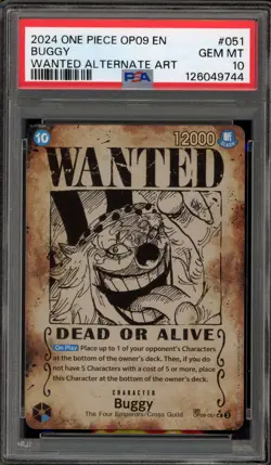 One Piece CCG Buggy Wanted Alternate Art OP09-051 PSA 10 Gem Mint - Image 1