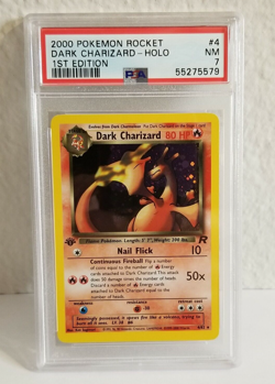 PSA 7 DARK CHARIZARD 4/82 1st Edition Team Rocket Pokemon Card Near Mint - Image 1
