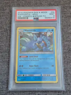 34/214 Wartortle Cosmos Holo Blastoise GX Premium Collection Pokemon Card PSA 9 - Image 1