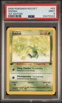 2000 Pokemon Team Rocket 1st Edition Oddish 63/82 PSA 9 Mint Rare Card Wotc - Image 2