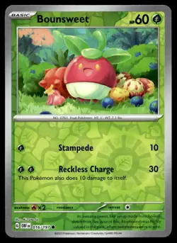 Bounsweet 16/197 Pokemon Card Obsidian Flames Common 60 HP Rev Holo LP BT - Image 1