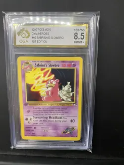 1st Edition Sabrina's Slowbro 60/132 Gym Heroes Pokemon Card - CGA 8.5 - Image 1